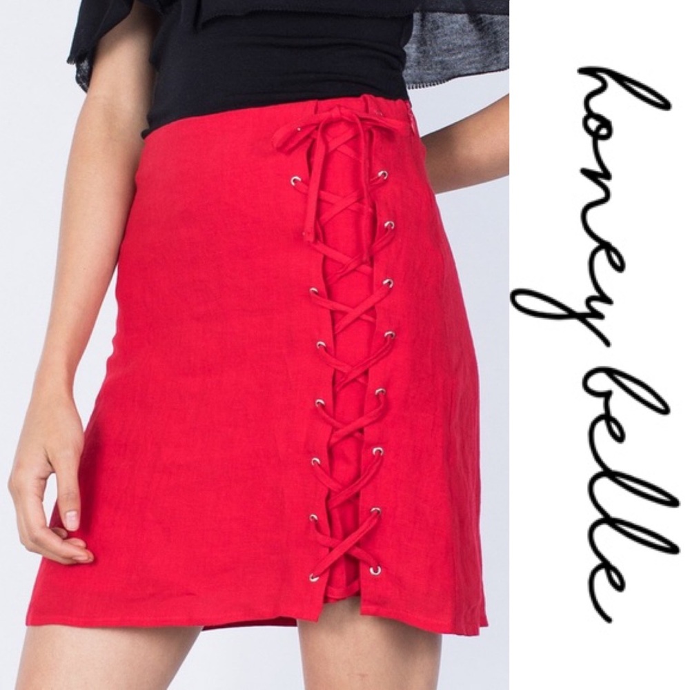 NWT Honey Bell Lace Up High Waist Skirt